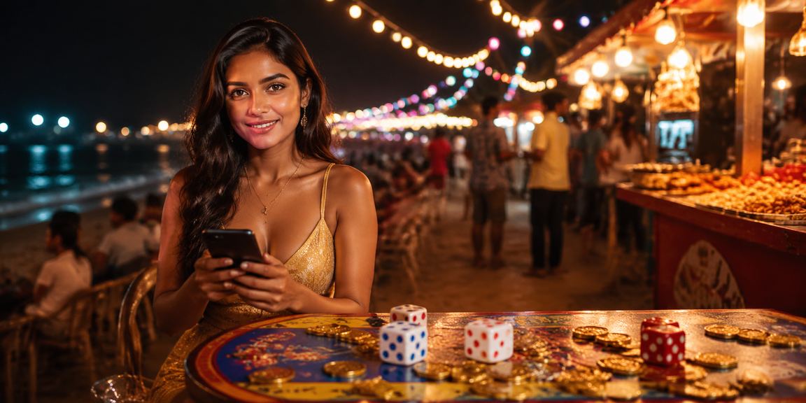 Player enjoying dice game on beach in India