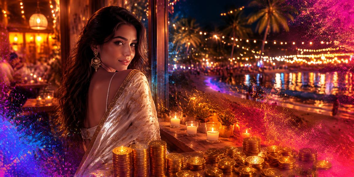 Indian player placing lottery bet wearing traditional saree